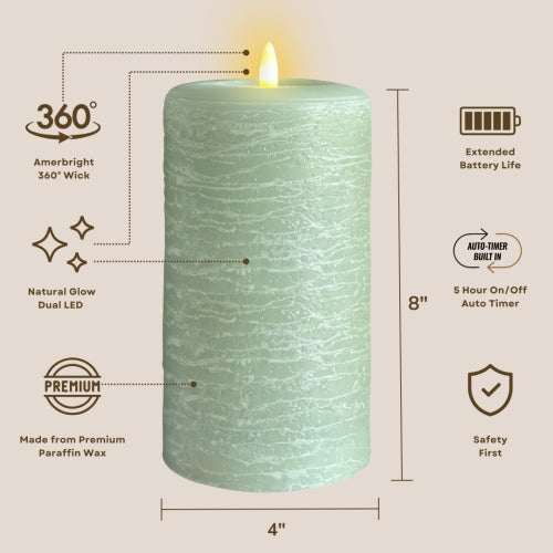 Signature Sage Green Flameless Pillar Candles