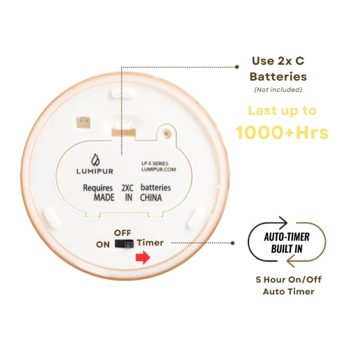 Design Glass Gold Flameless Pillar Candle