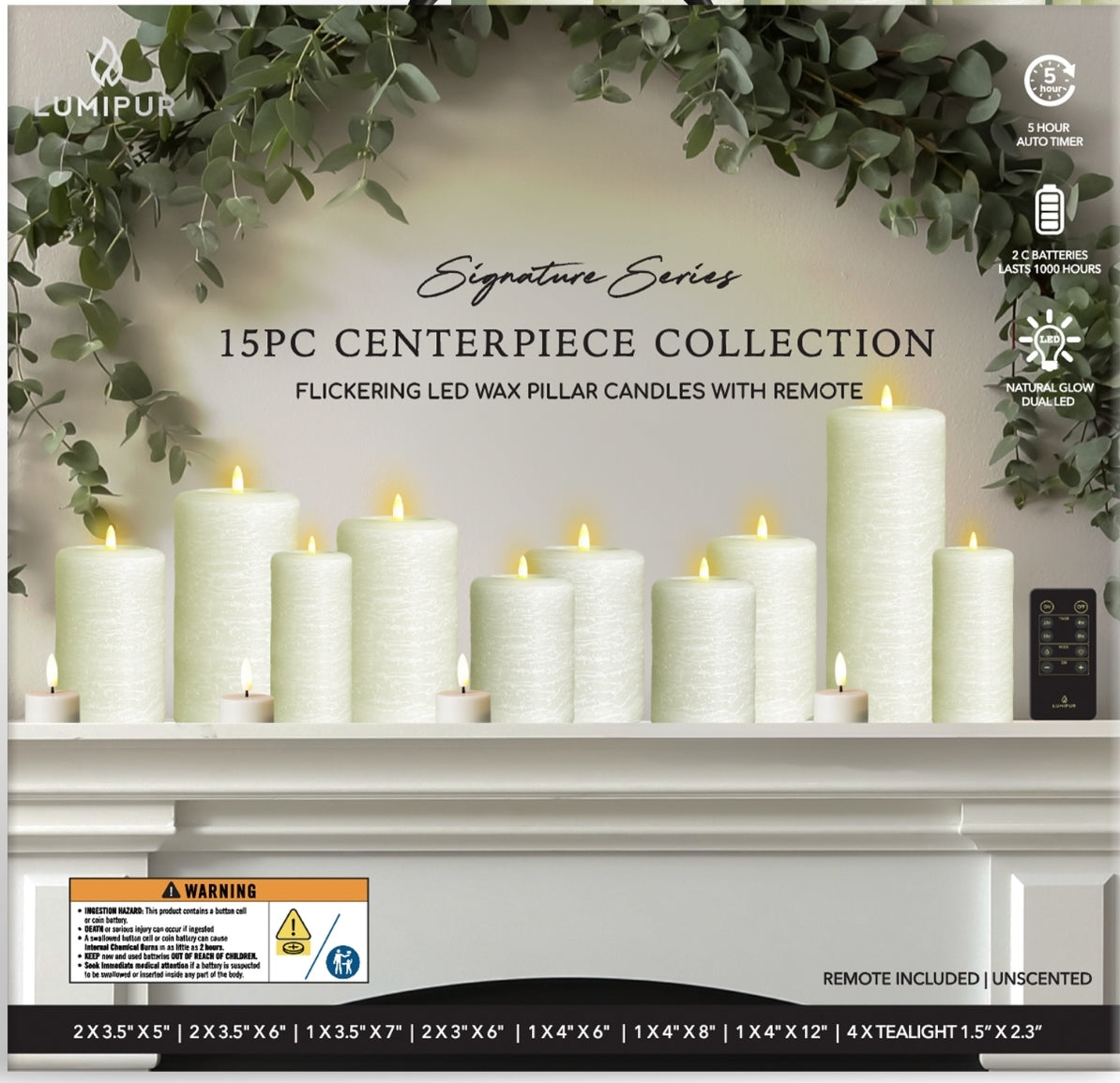 Signature 15 Piece Flameless Candle Centerpiece Collection – Lumipur
