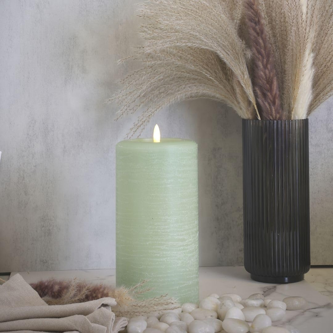 Signature Sage Green Flameless Pillar Candles