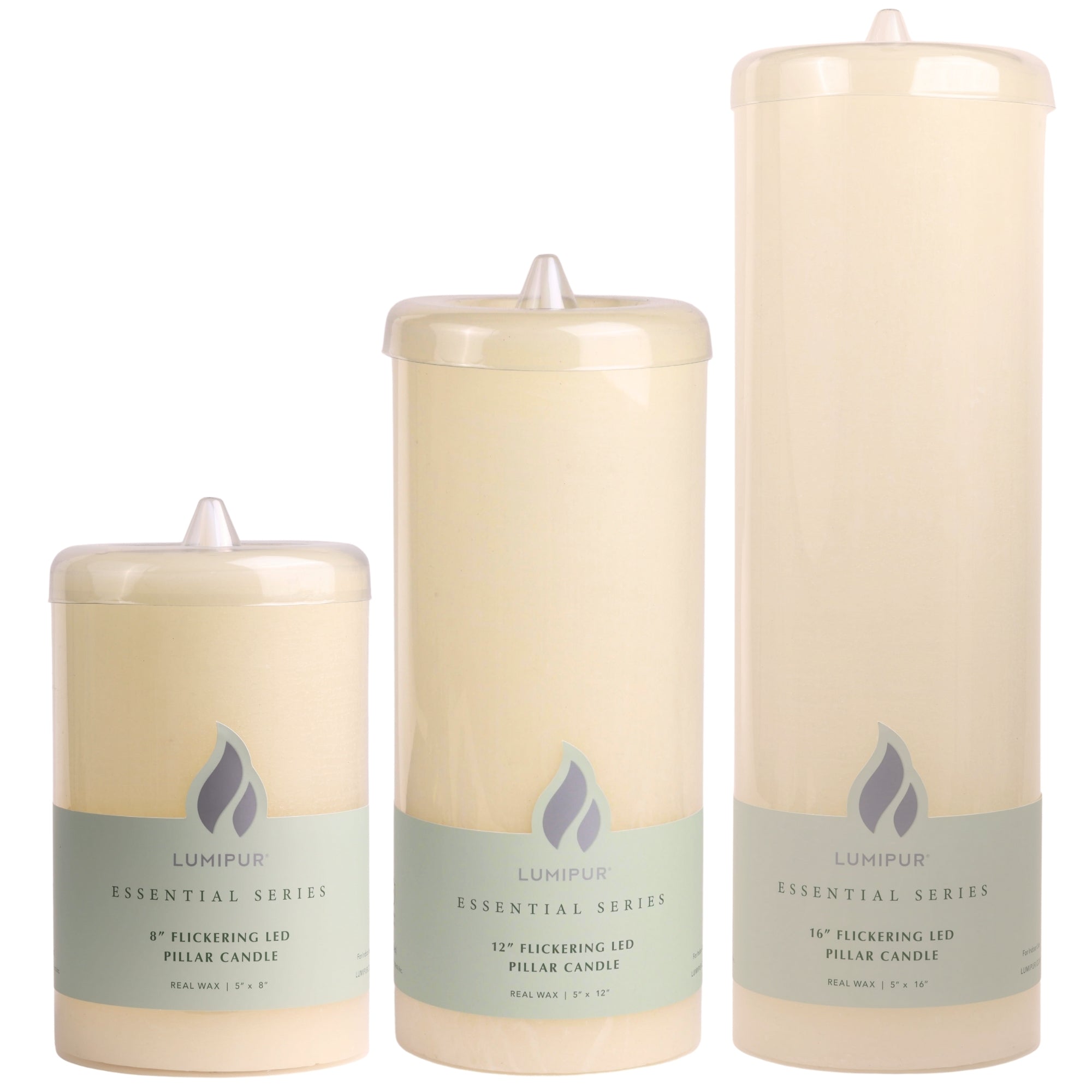 Essential Series 16" Oversize LED Pillar Candle – Real Paraffin Wax with Dual LED Natural Glow & Amberbright 360° Flickering Wick (5" x 16")