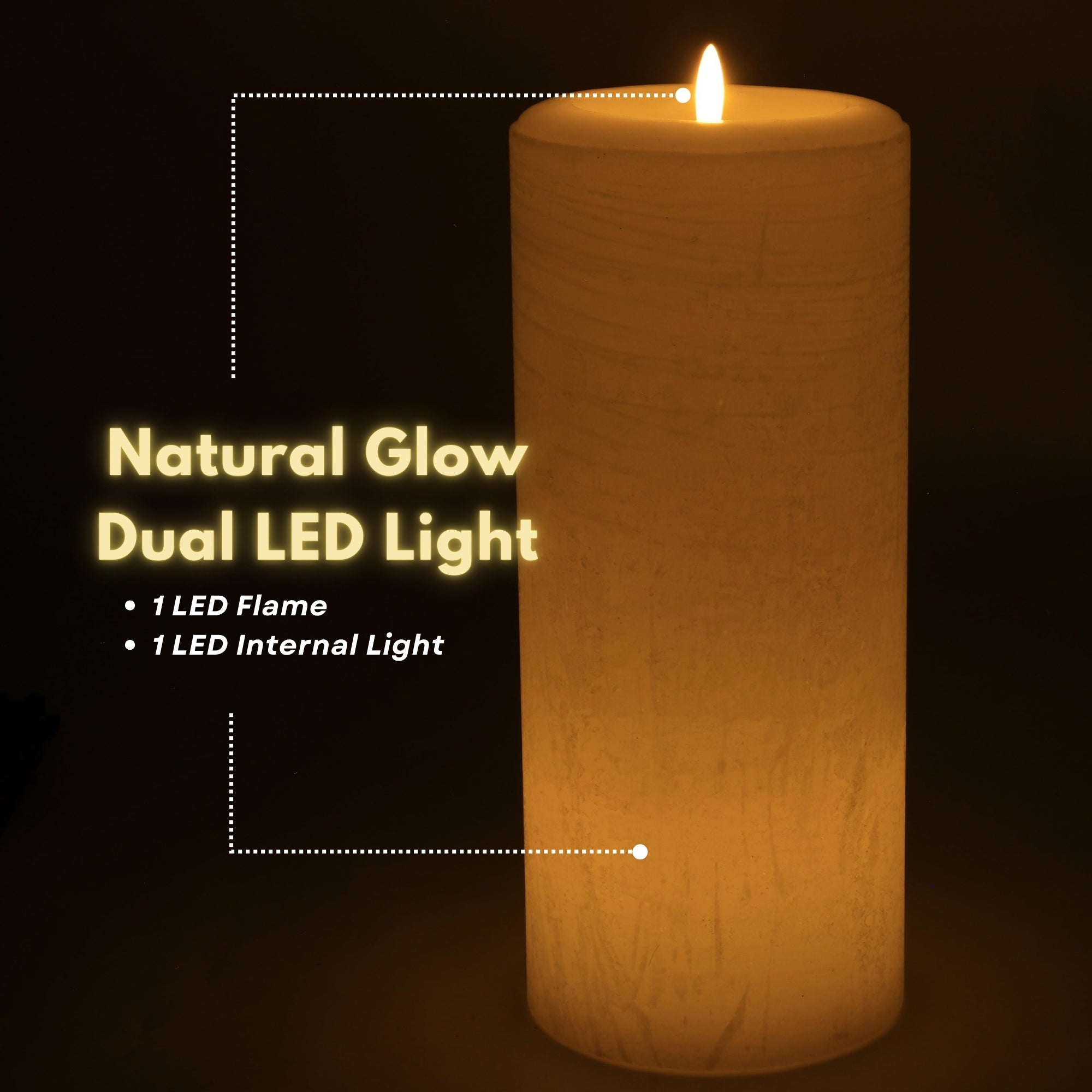 Essential 12" Oversize LED Pillar Candle – Essential Series Real Paraffin Wax Flickering Flame with Dual LED Natural Glow & Auto-Timer – 5" Diameter, AmberBright 360 Wick