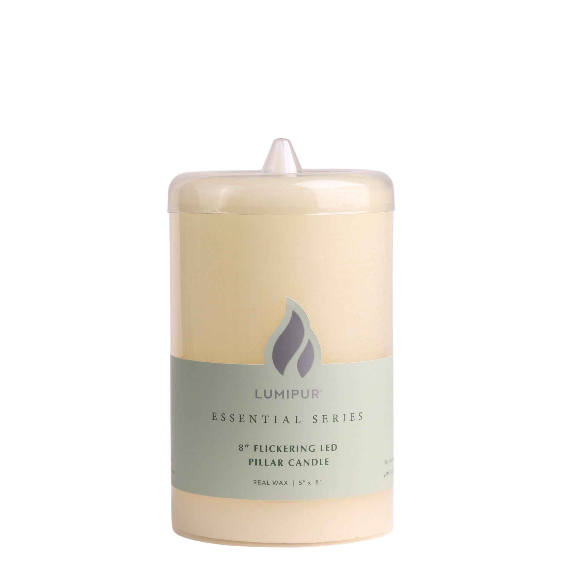 Essential Series 8" Oversize LED Pillar Candle – Real Paraffin Wax with Amberbright 360° Flickering Wick & Auto-Timer