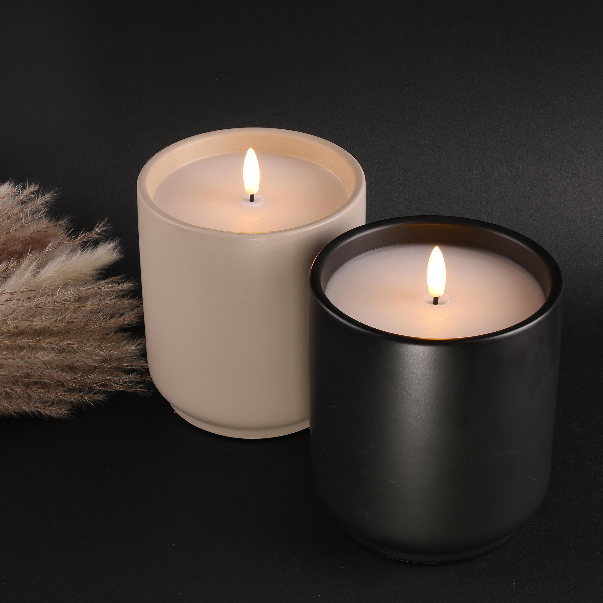 Design Stoneware Sand Flameless Candle