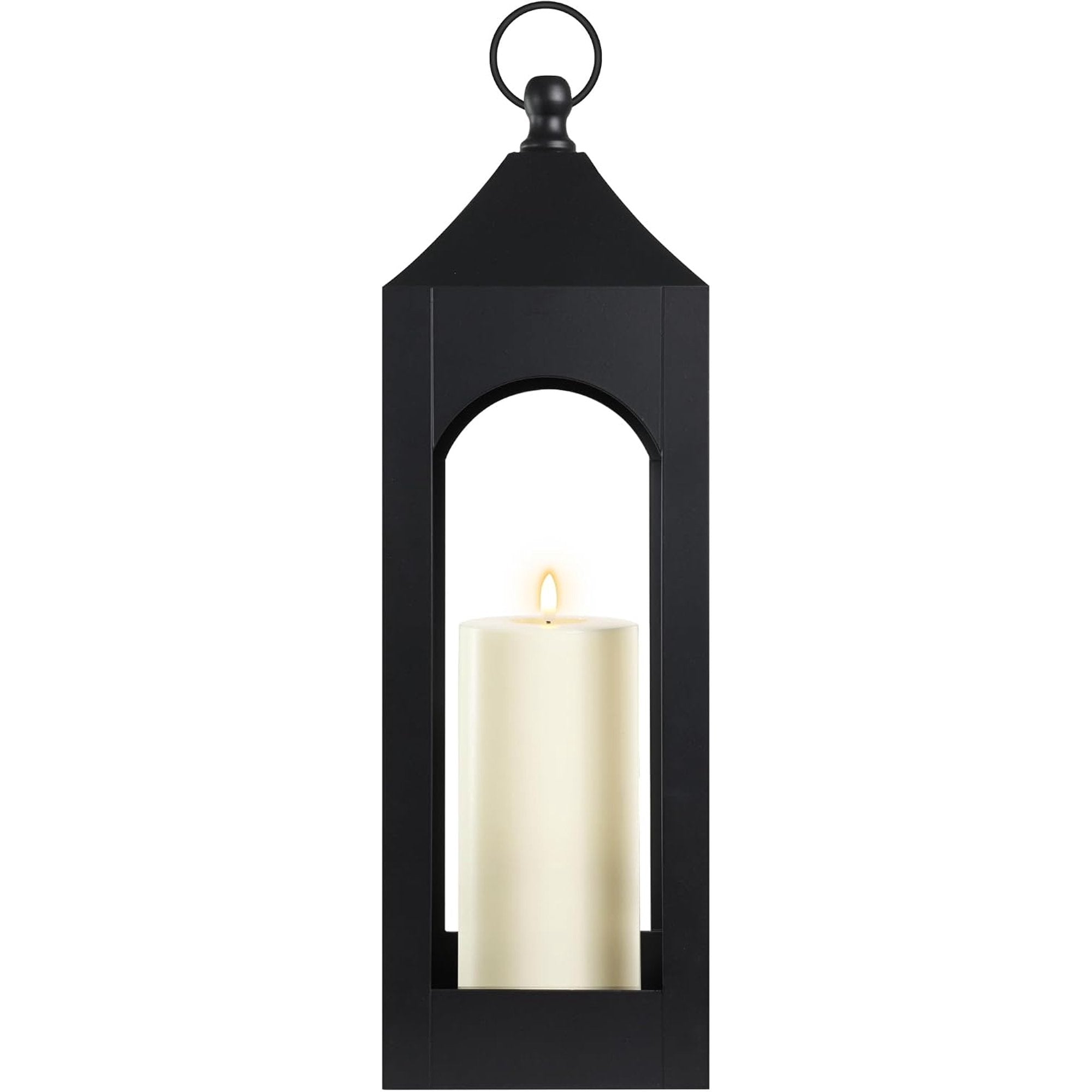 23-Inch Premium Iron Lantern - Indoor & Outdoor with Weatherproof Flameless LED Candle
