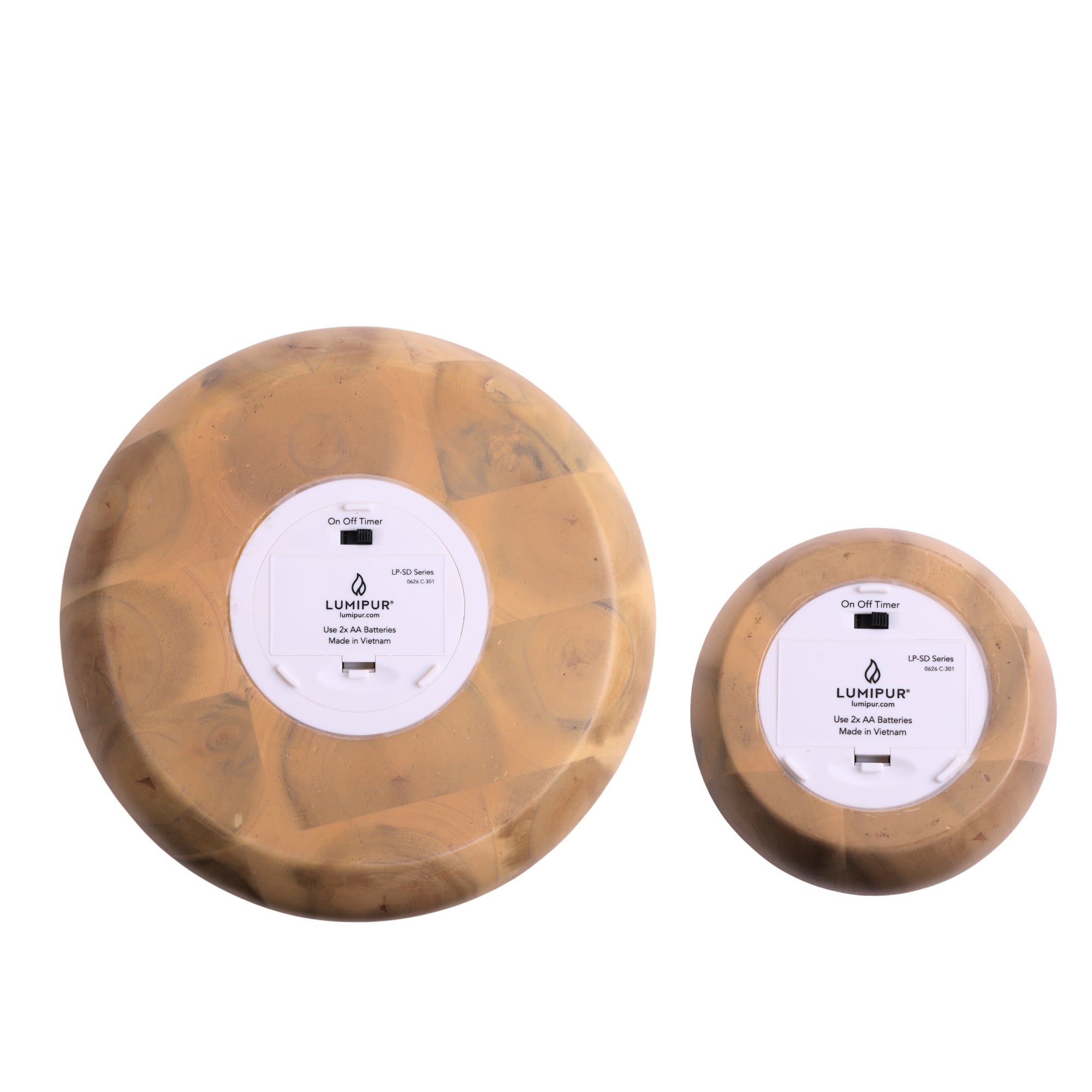 Signature Naturals Acacia Wood Flameless LED Candle Set, 3-Piece, AmberWick™ 360° Flicker Flame, Remote & Timer, Batteries Included