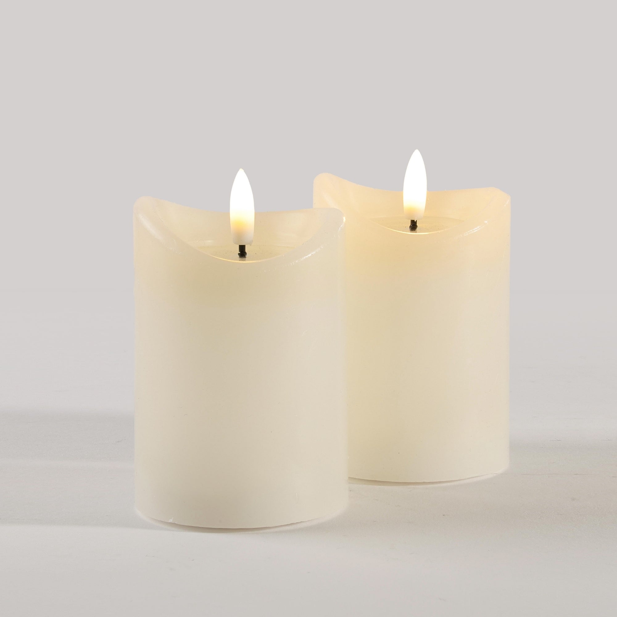 Basics Linen White Flameless Pillar Candles Set
