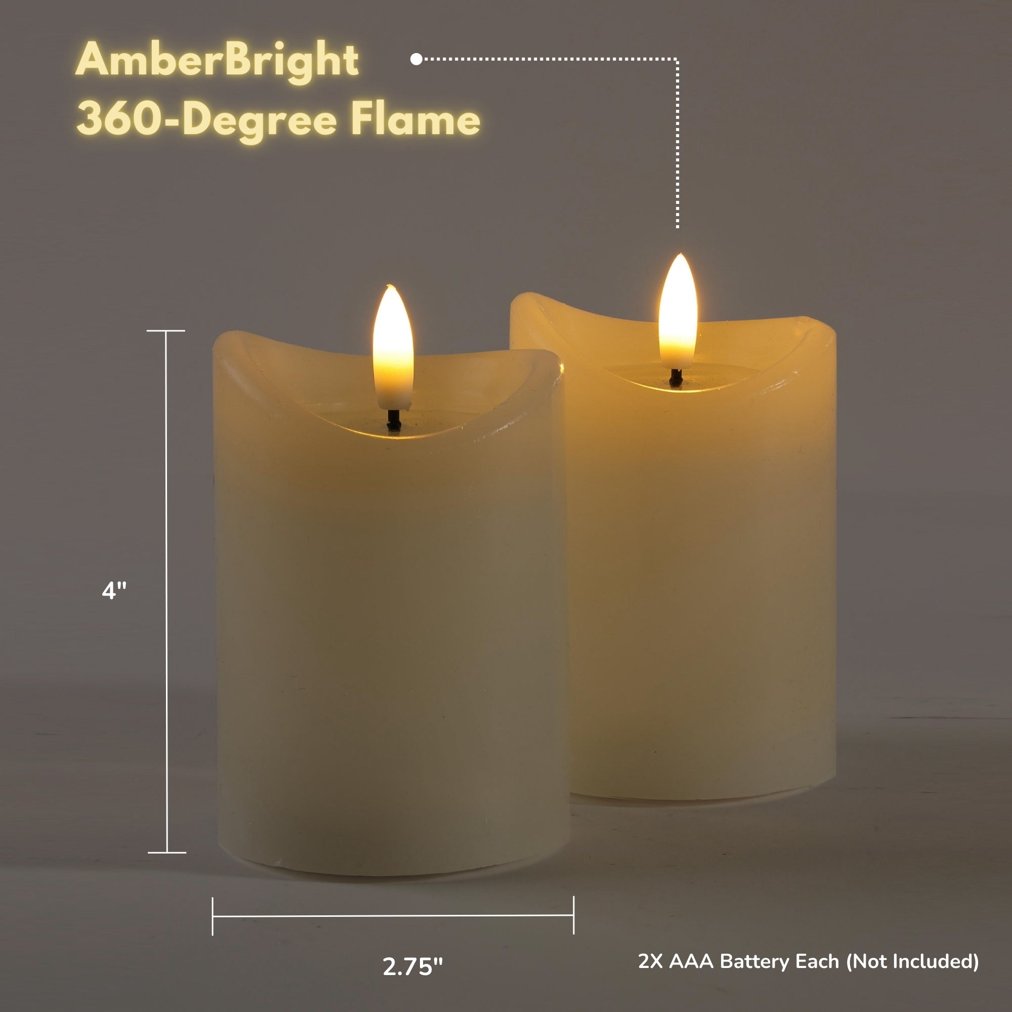 Basics Linen White Flameless Pillar Candles Set