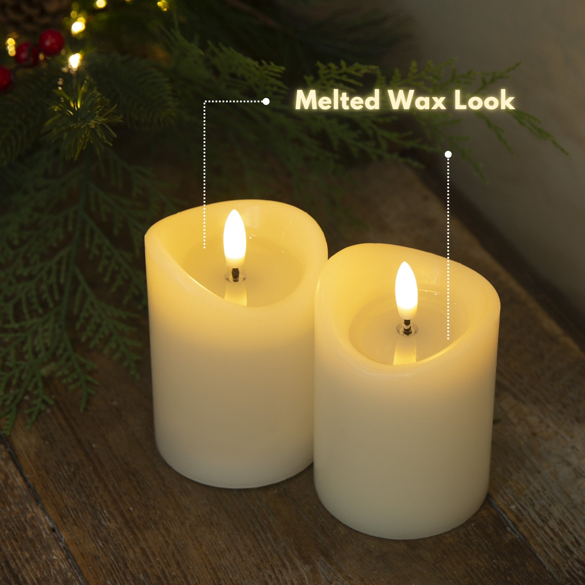 Basics Linen White Flameless Pillar Candles Set