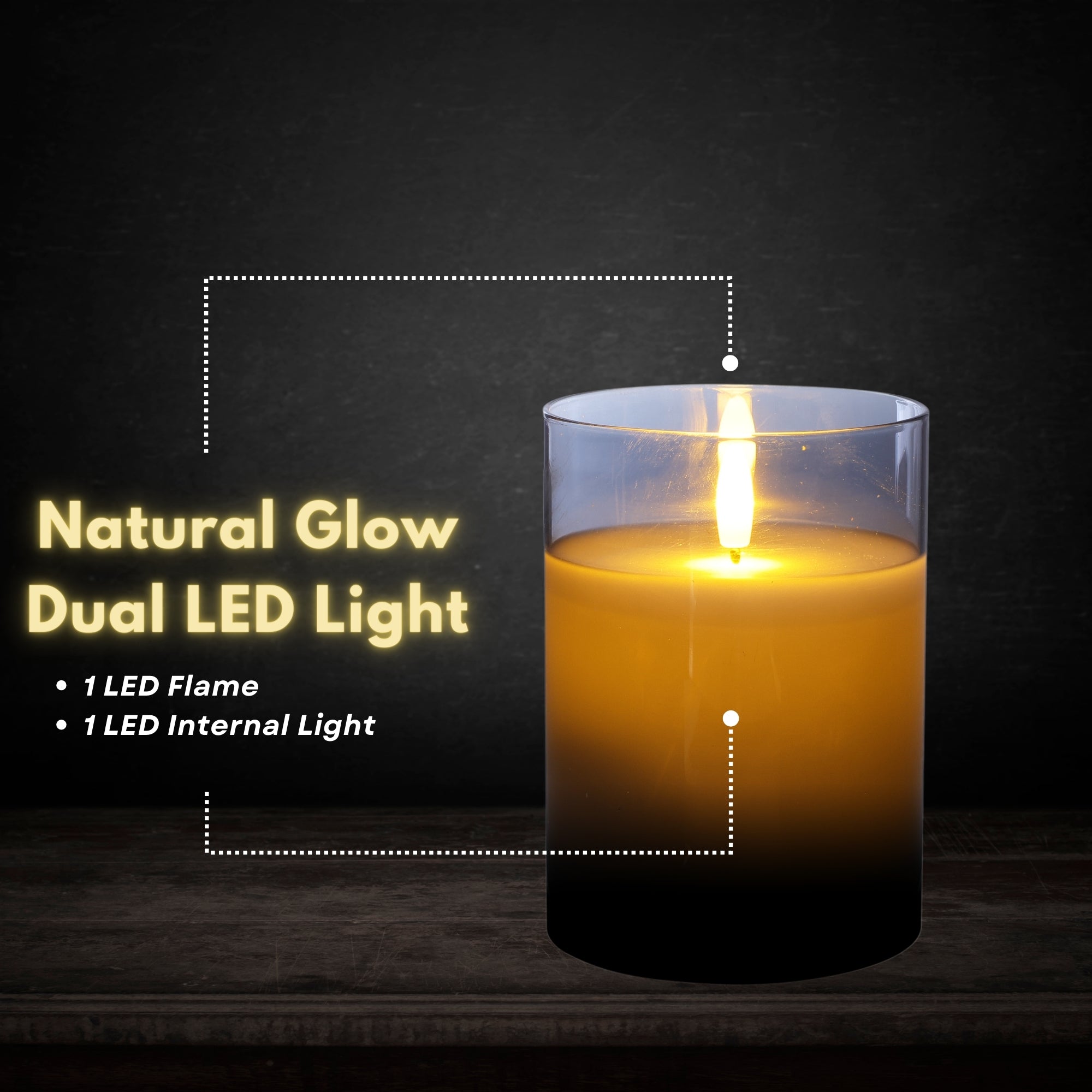 Design Glass Silver Flameless Pillar Candle