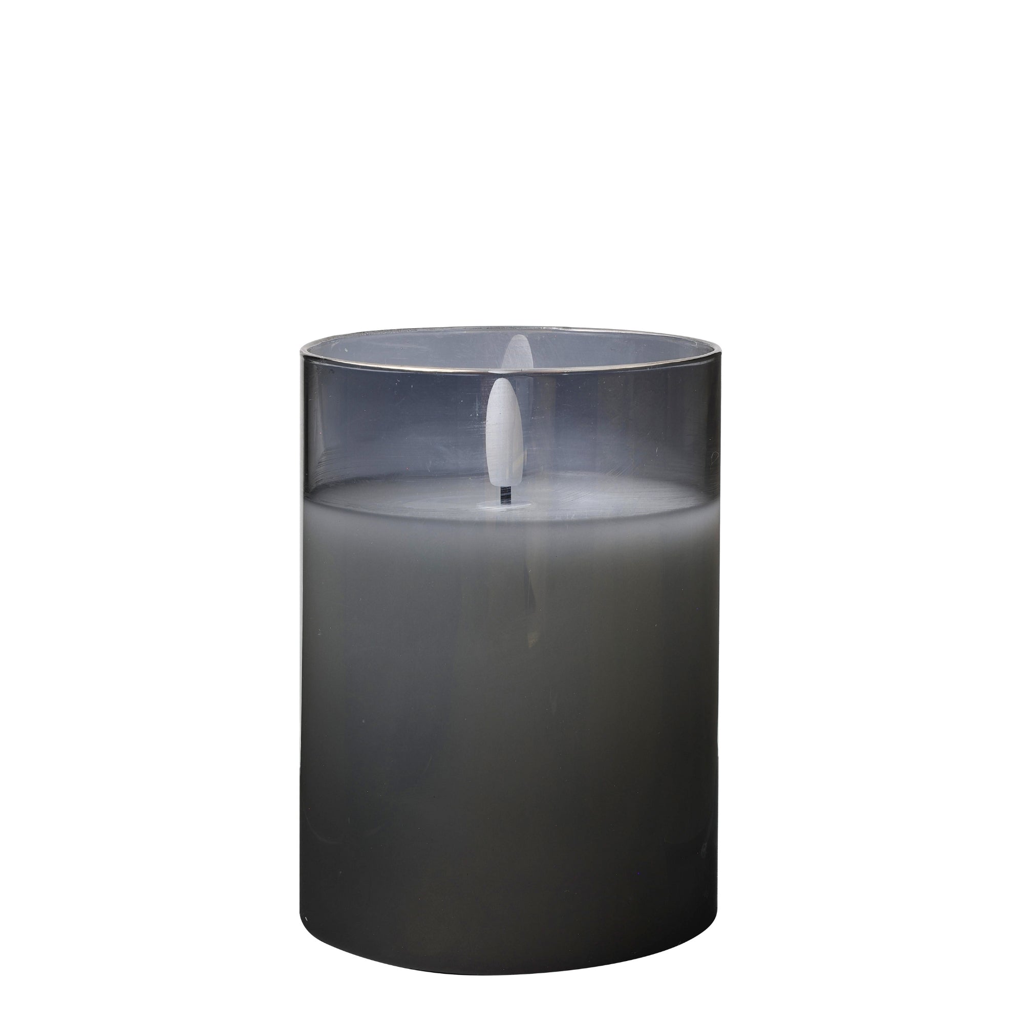 Design Glass Silver Flameless Pillar Candle