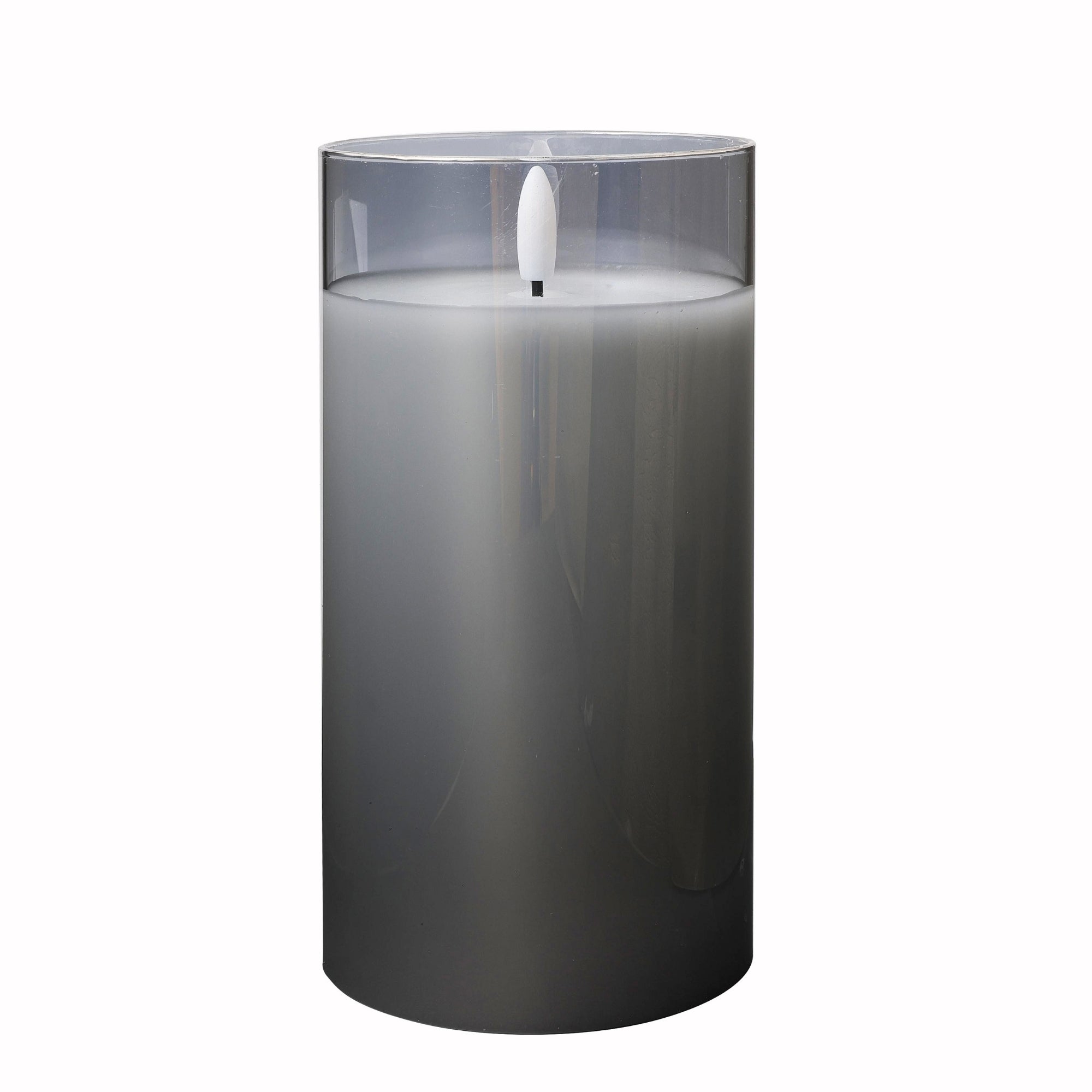 Design Glass Silver Flameless Pillar Candle