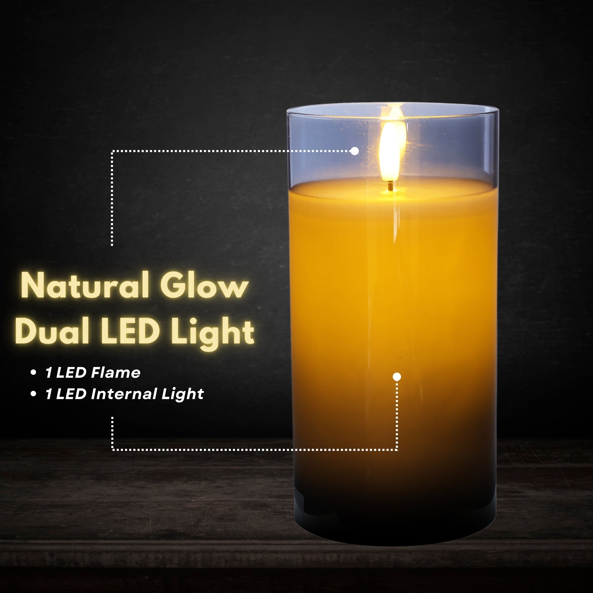 Design Glass Silver Flameless Pillar Candle