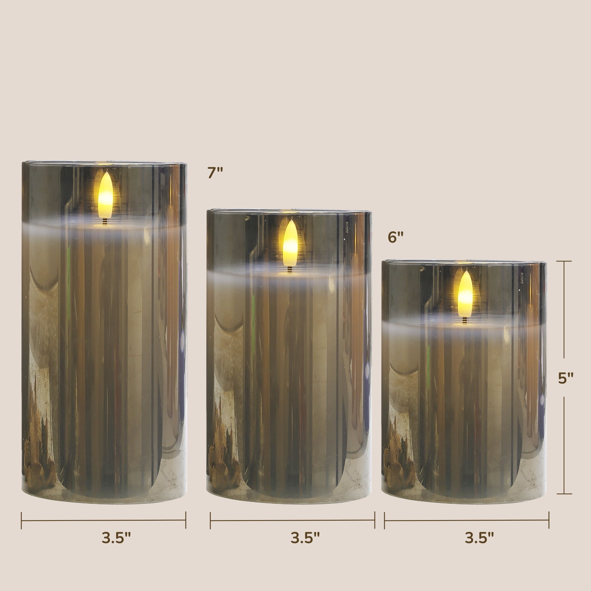 Design Glass Silver Flameless Pillar Candle