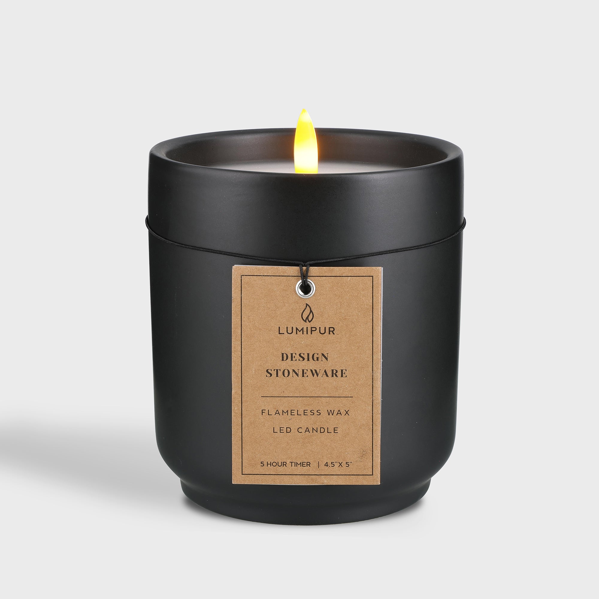 Design Stoneware Black Flameless Candle