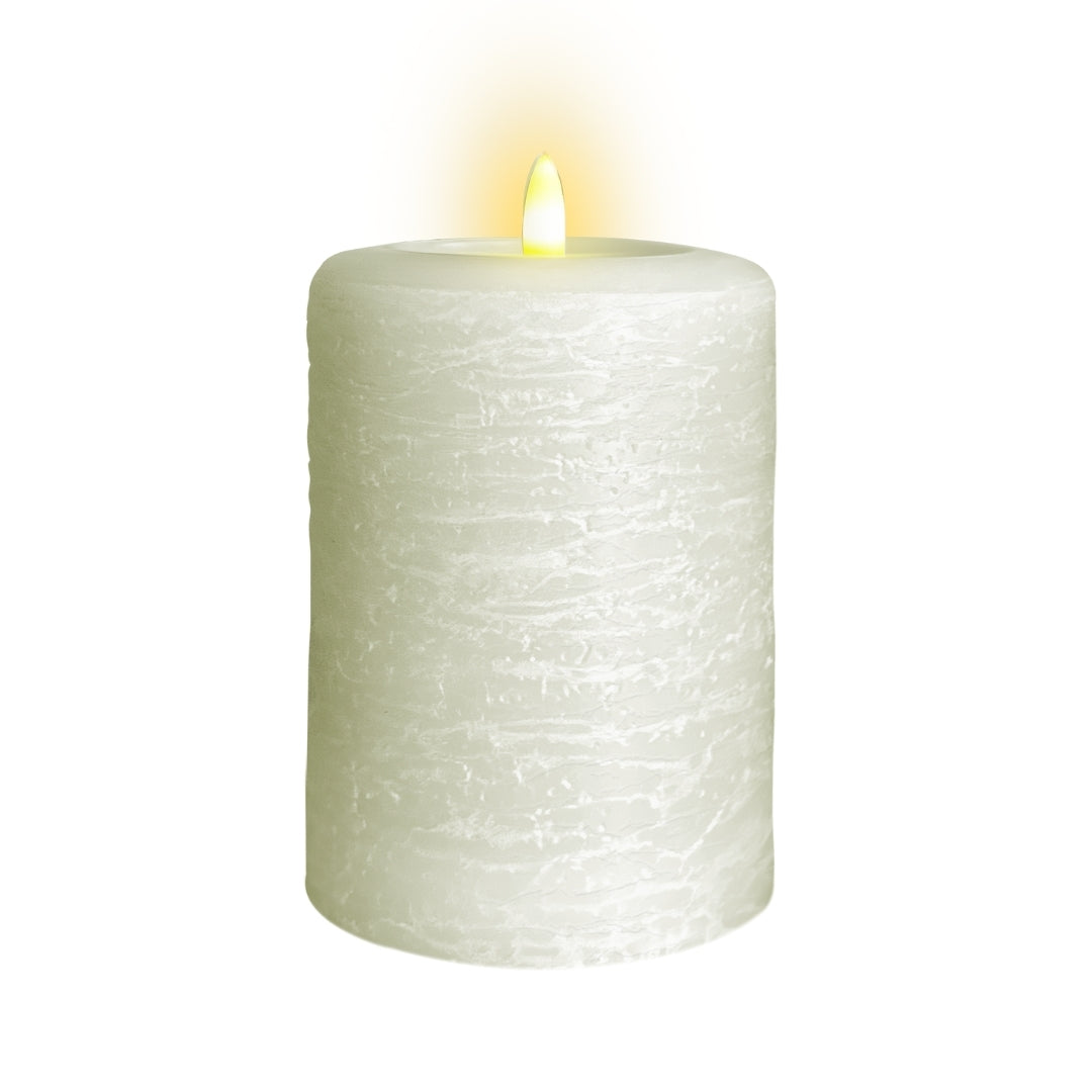 Signature Linen White Flameless Pillar Candles