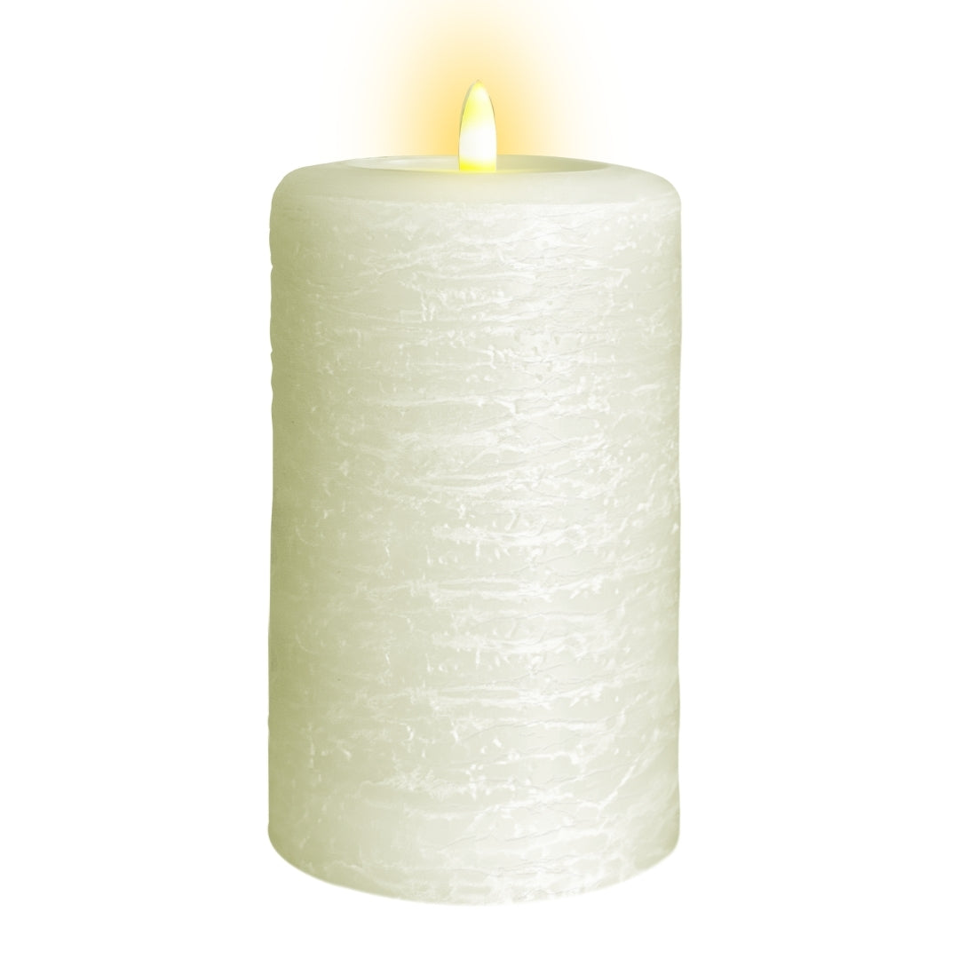 Signature Linen White Flameless Pillar Candles