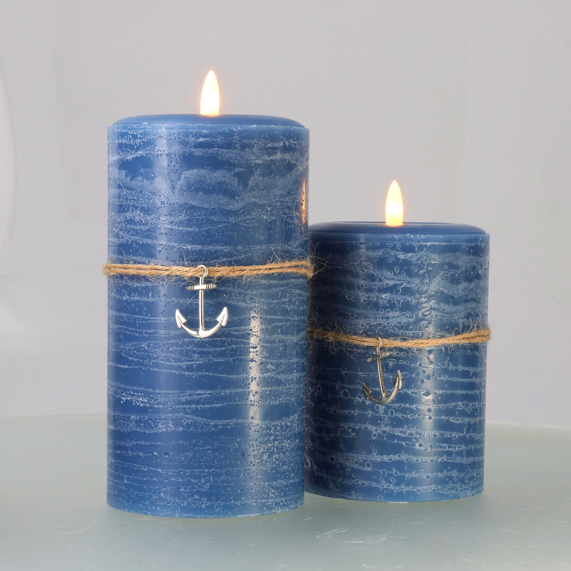 Coastal Flameless LED Wax Pillar Candle Steel Blue
