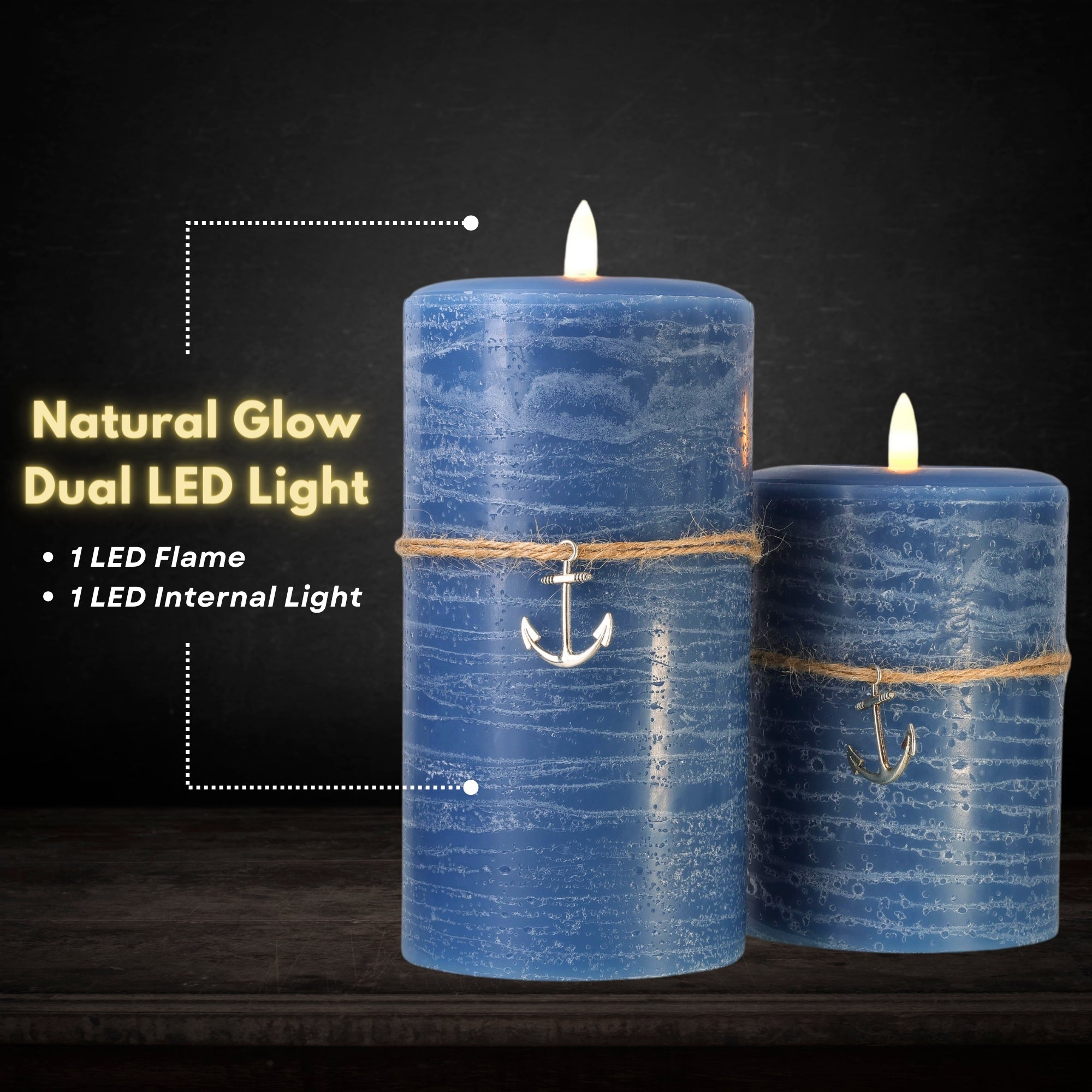 Coastal Flameless LED Wax Pillar Candle Steel Blue