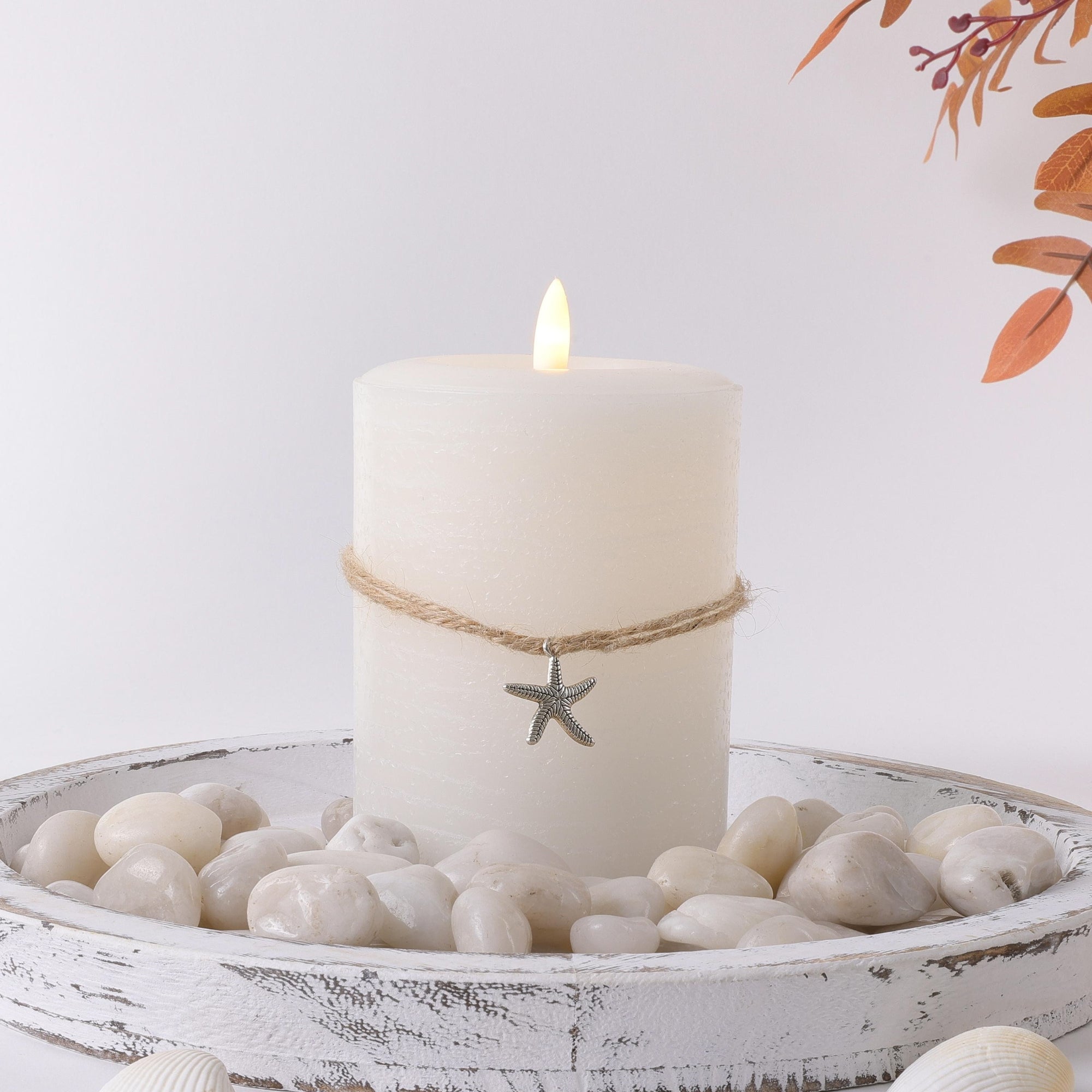 Coastal Flameless LED Wax Pillar Candle Summer White