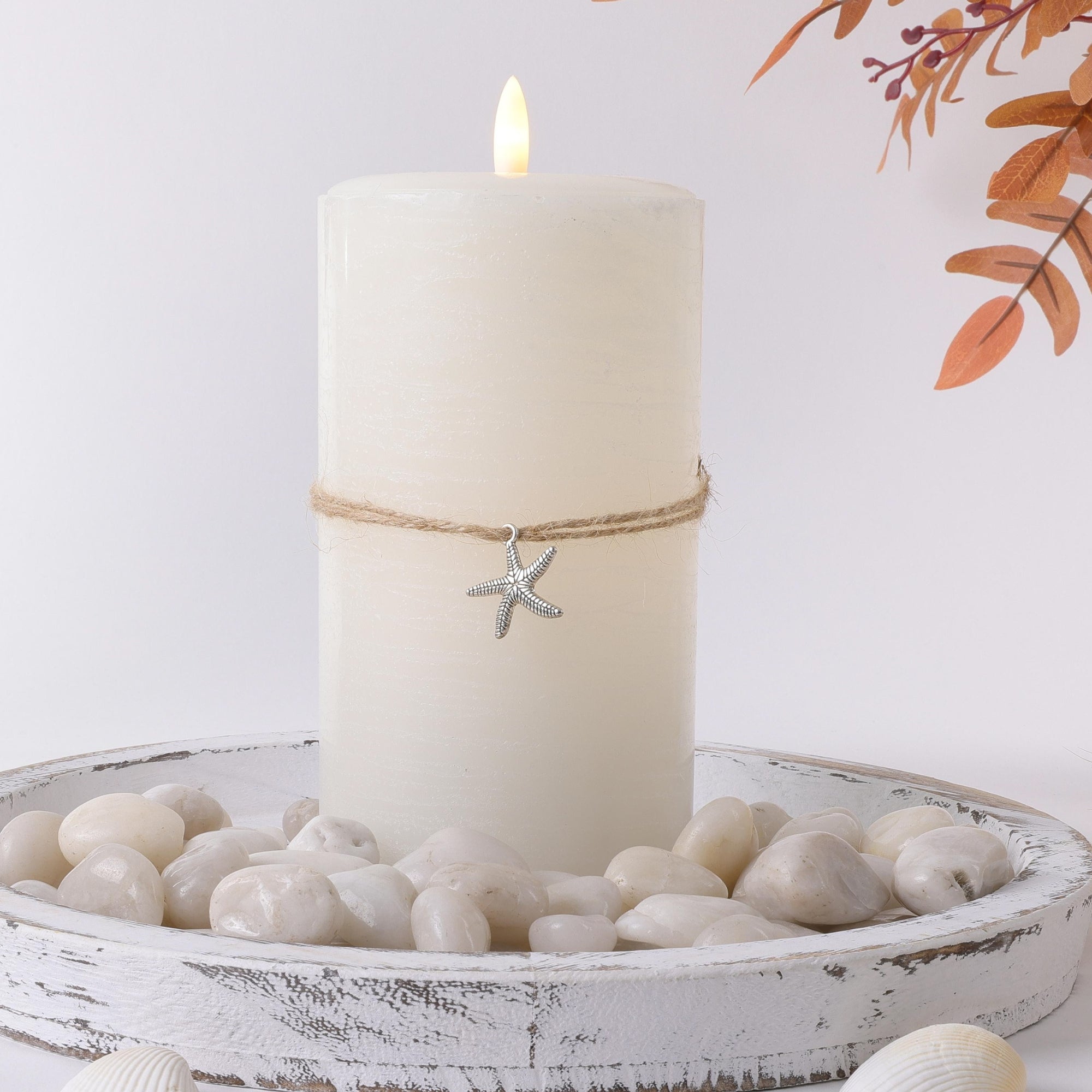 Coastal Flameless LED Wax Pillar Candle Summer White