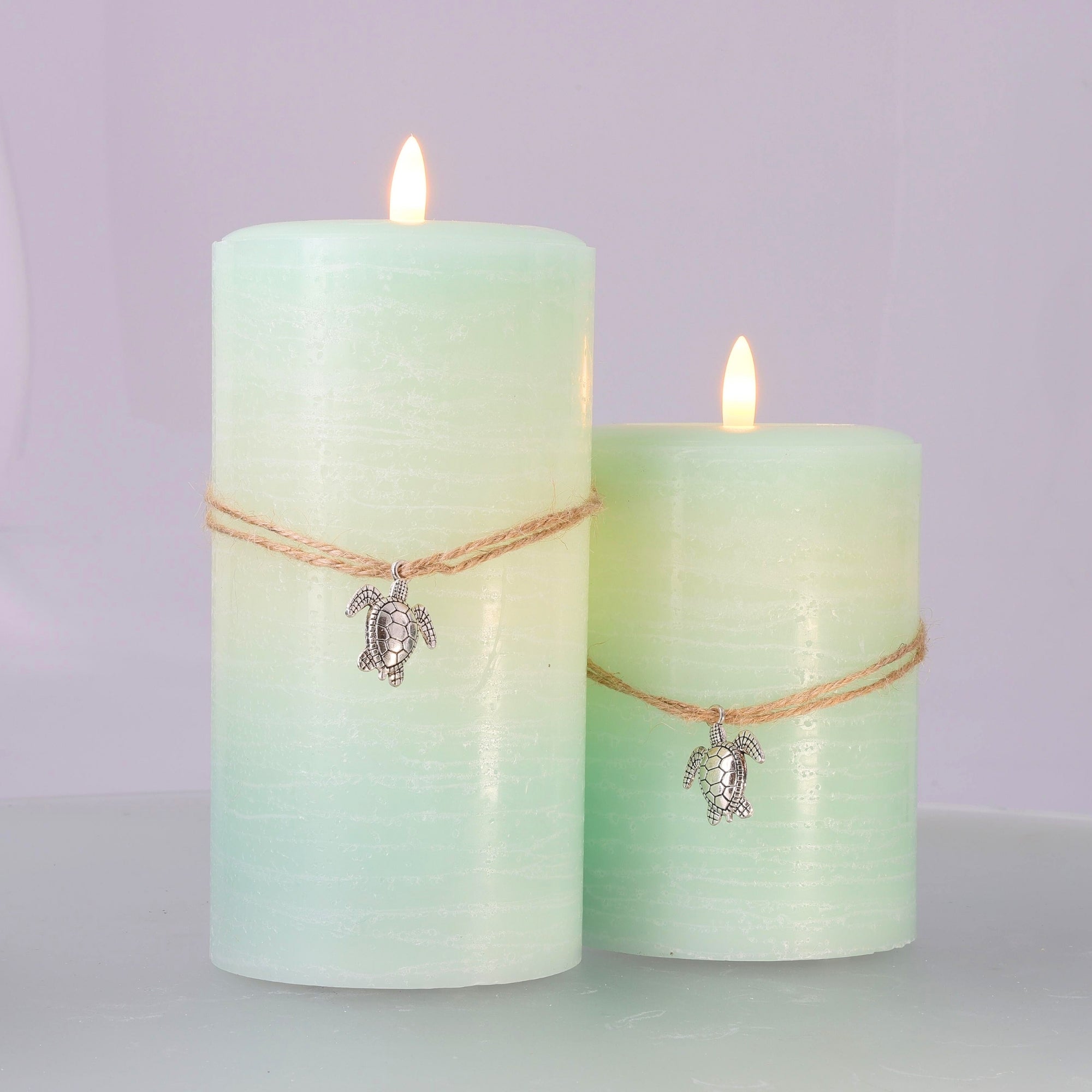 Coastal Flameless LED Wax Pillar Candle Sea Foam Green