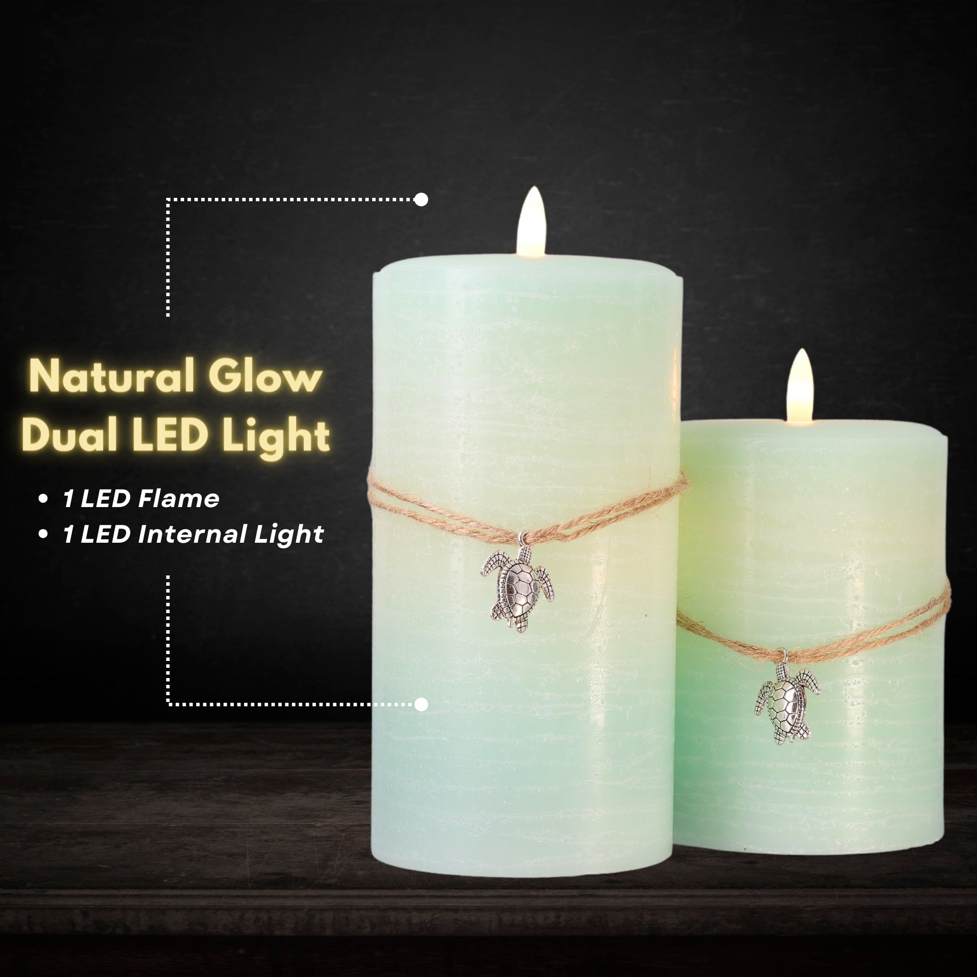 Coastal Flameless LED Wax Pillar Candle Sea Foam Green