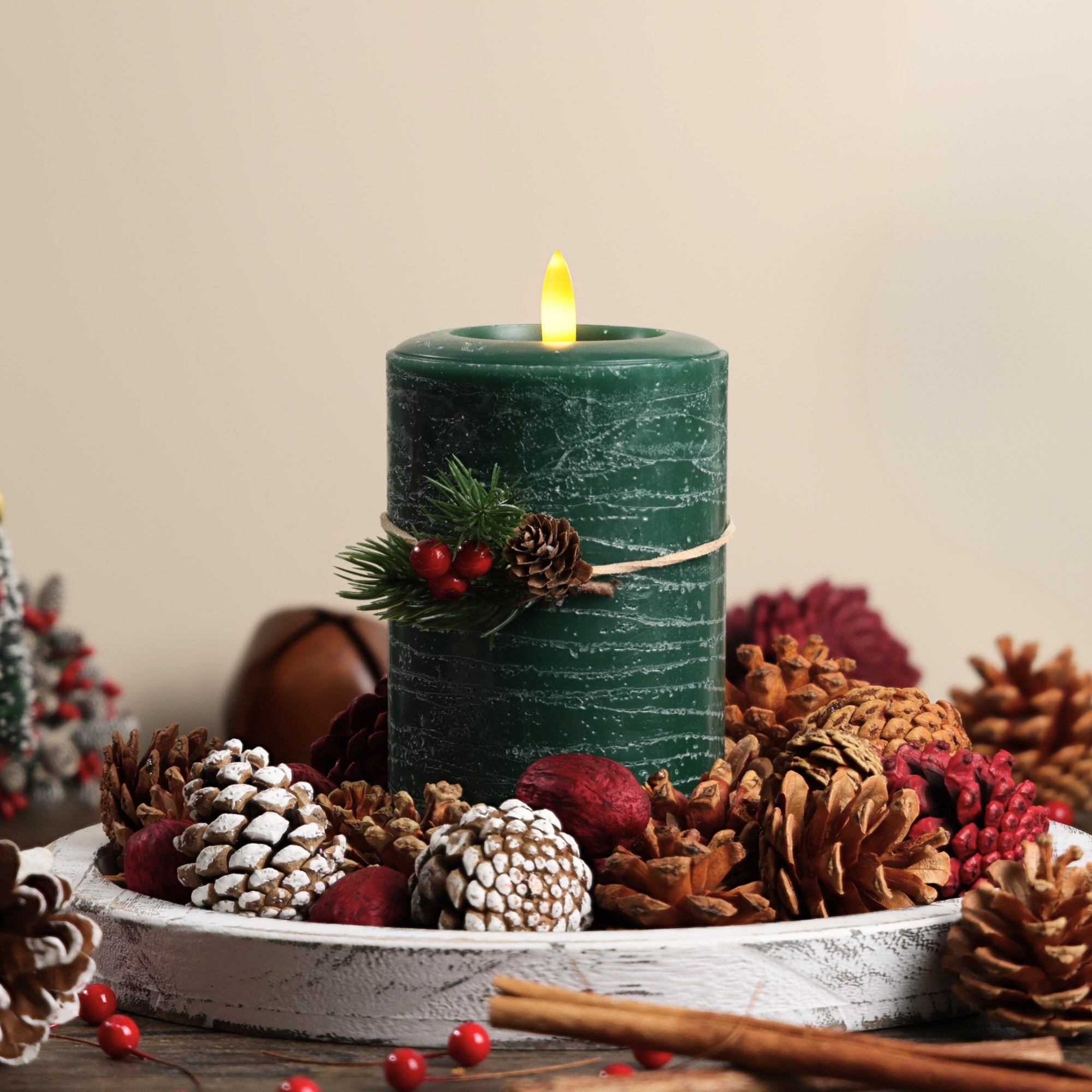 Signature Evergreen Flameless Pillar Candles
