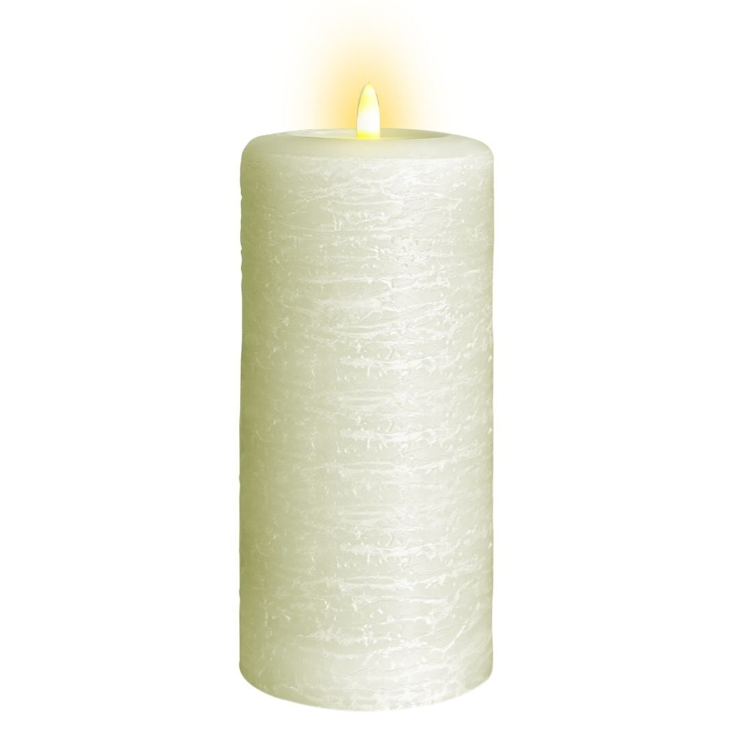 Signature Linen White Flameless Pillar Candles