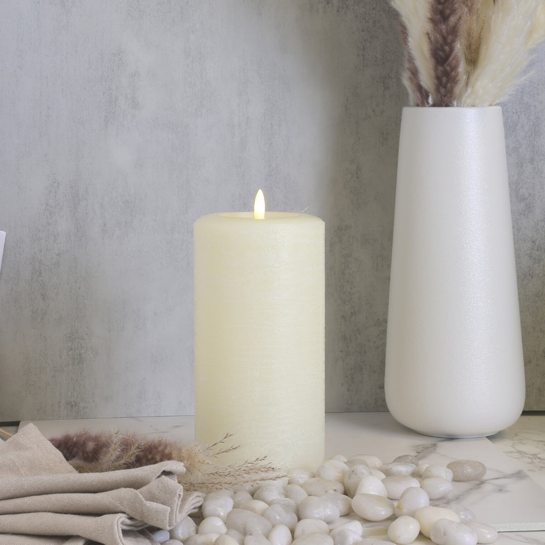 Signature Linen White Flameless Pillar Candles