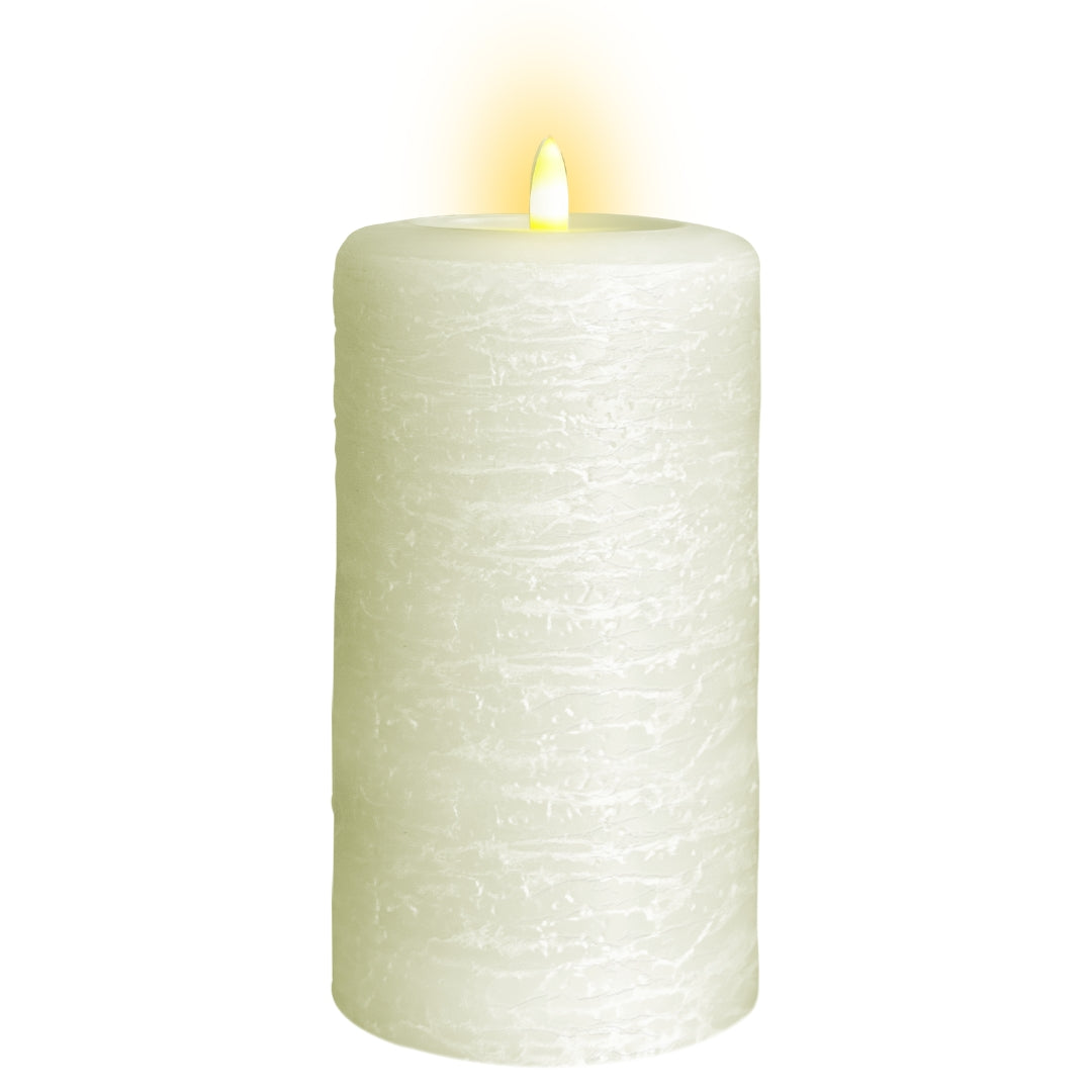 Signature Linen White Flameless Pillar Candles