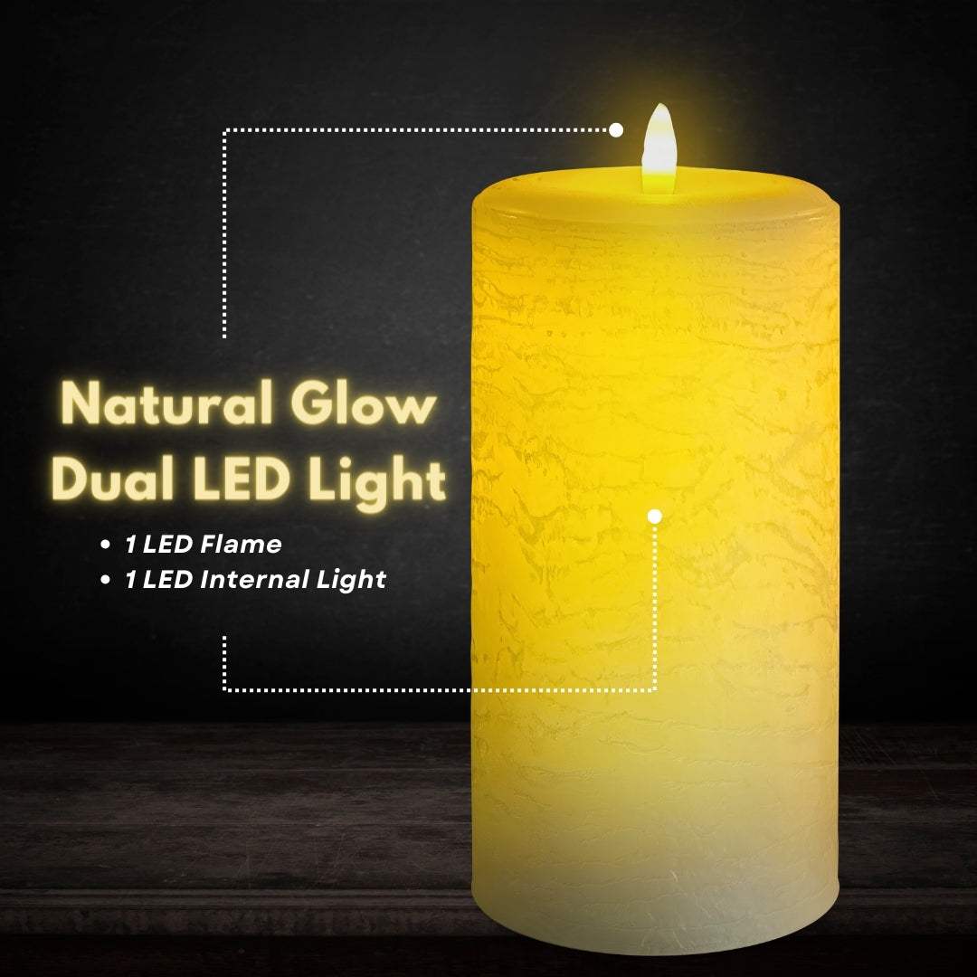 Signature Linen White Flameless Pillar Candles