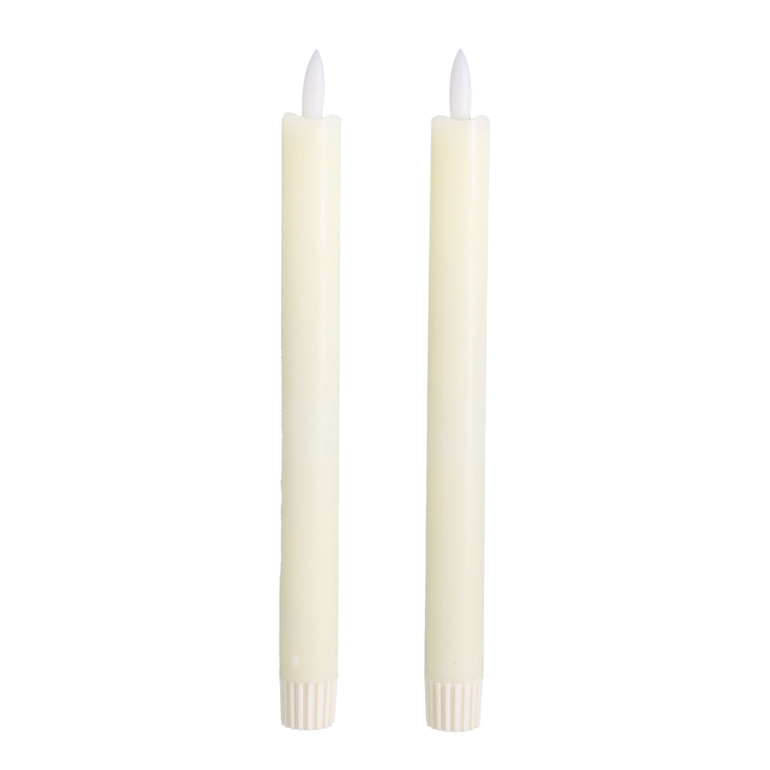 Signature Linen White Flameless Taper Candles