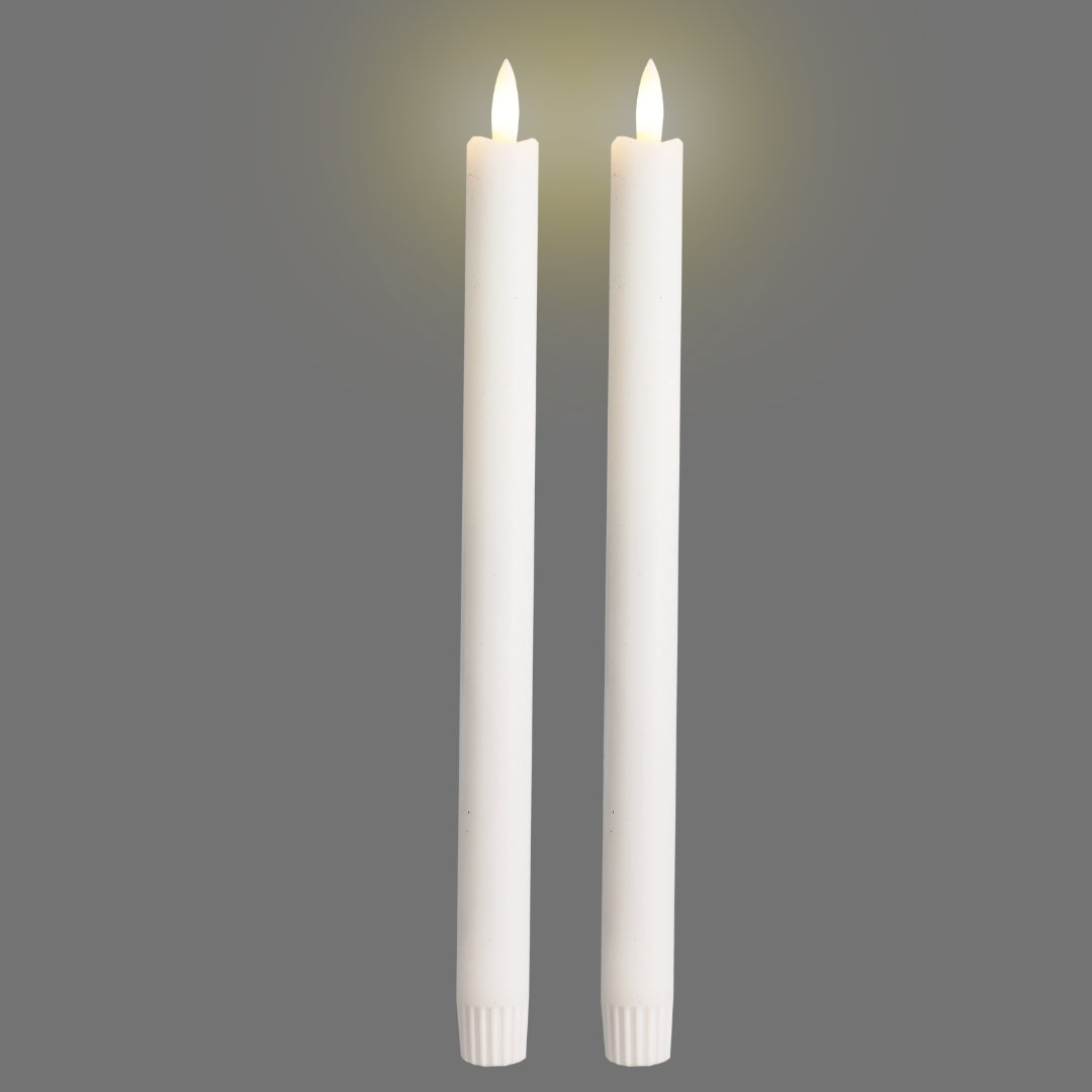Signature Linen White Flameless Taper Candles