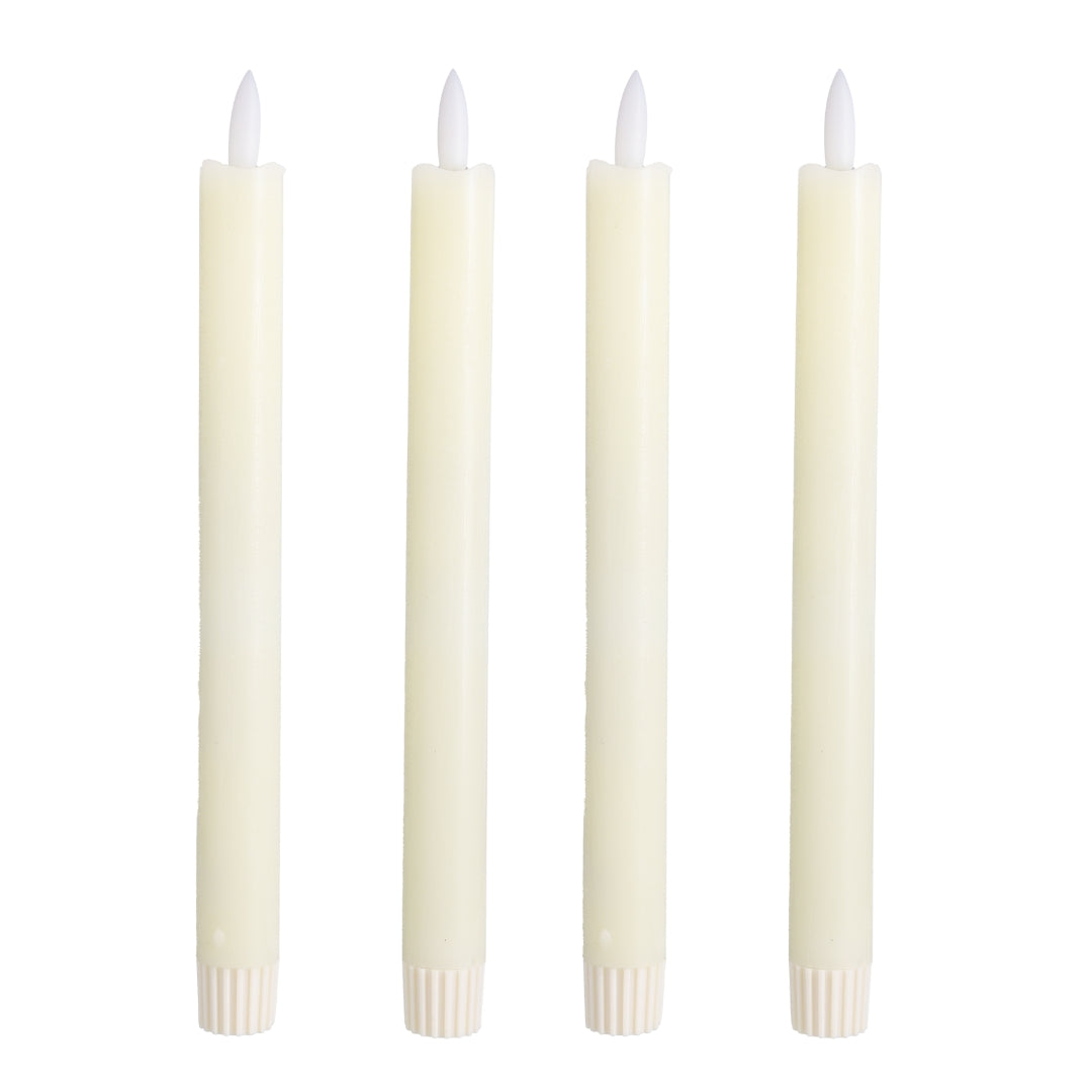 Signature Linen White Flameless Taper Candles