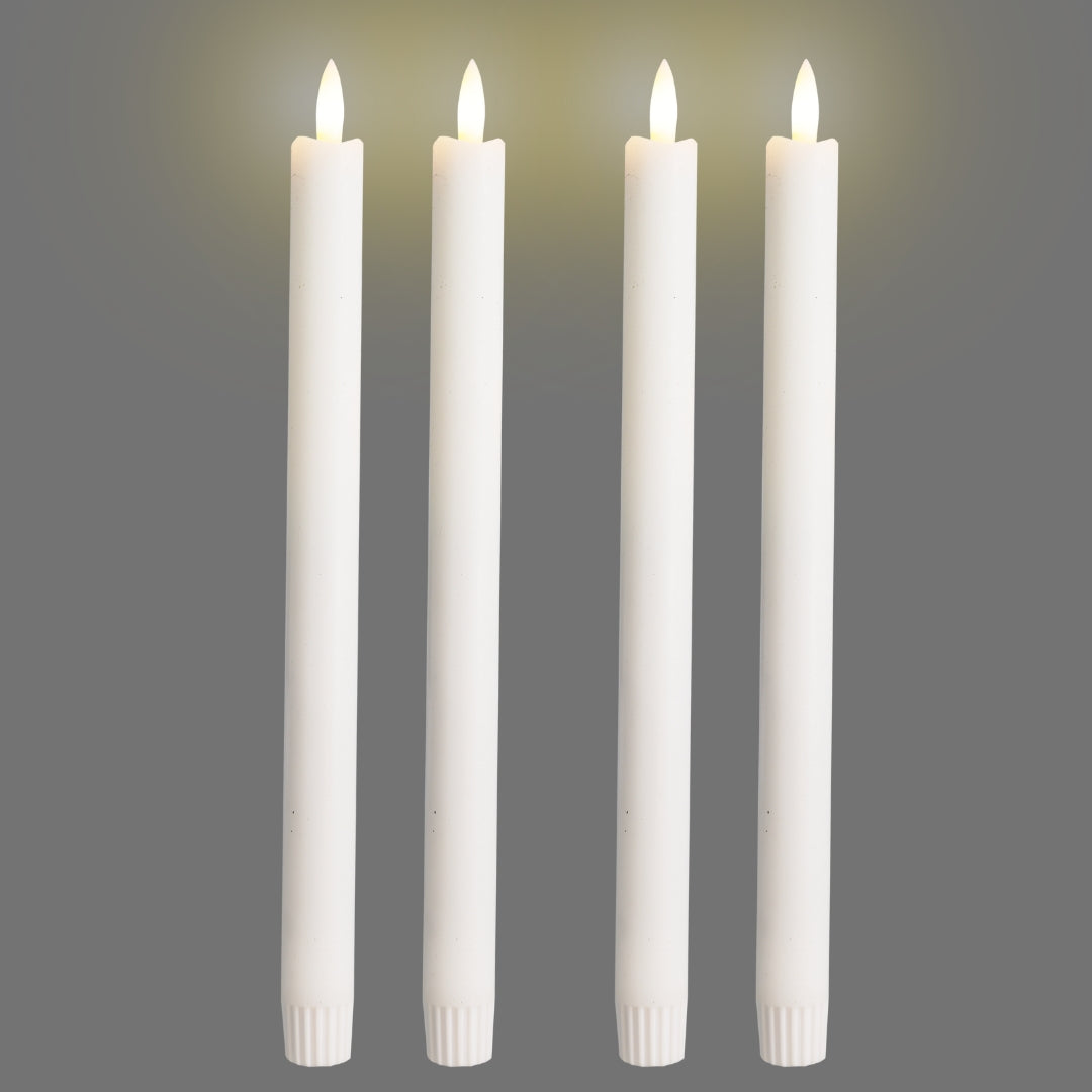 Signature Linen White Flameless Taper Candles
