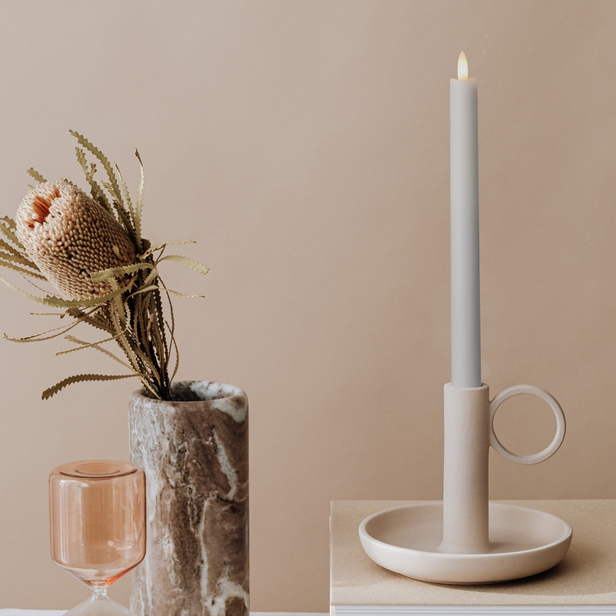 Signature Gray Fog Flameless Taper Candles