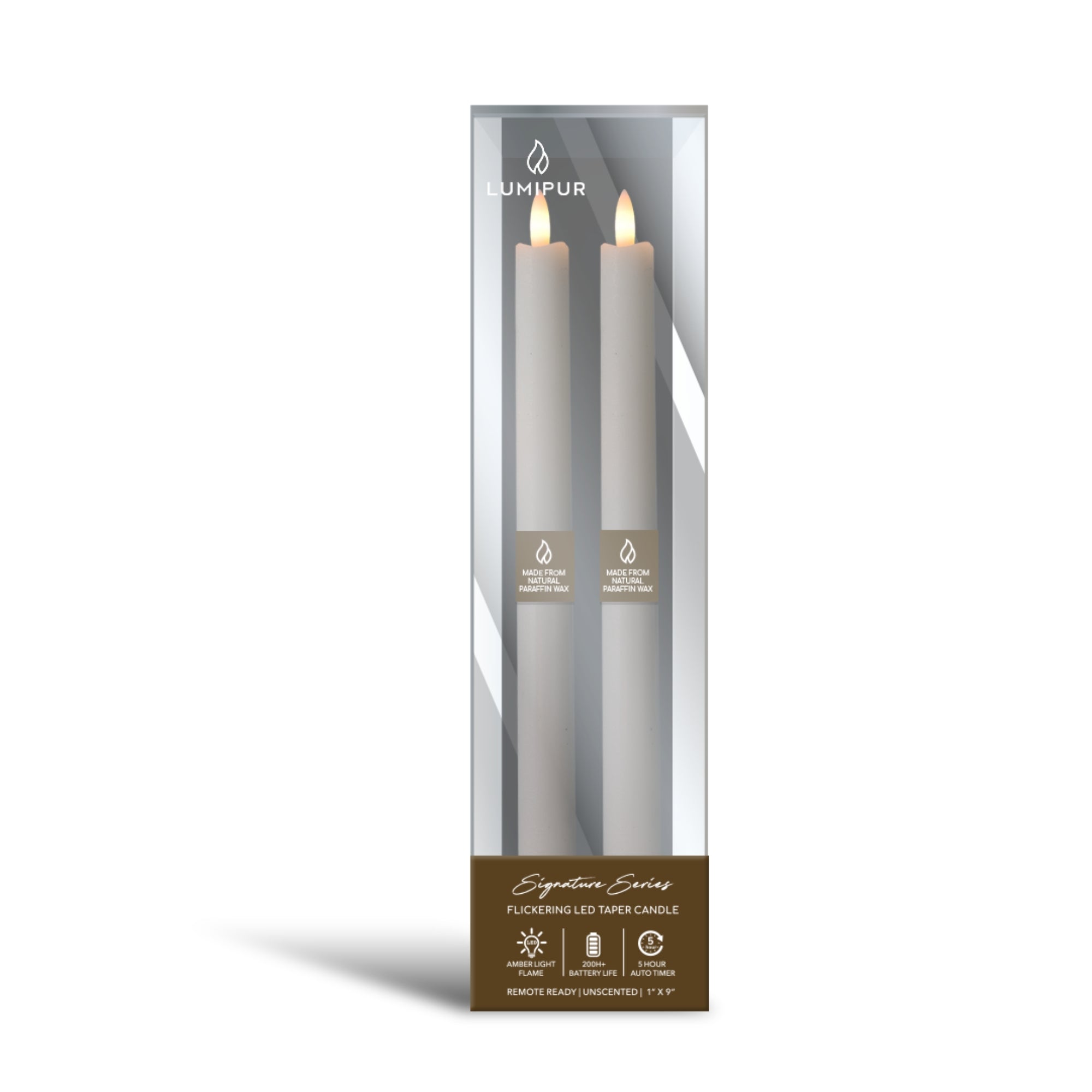Signature Gray Fog Flameless Taper Candles