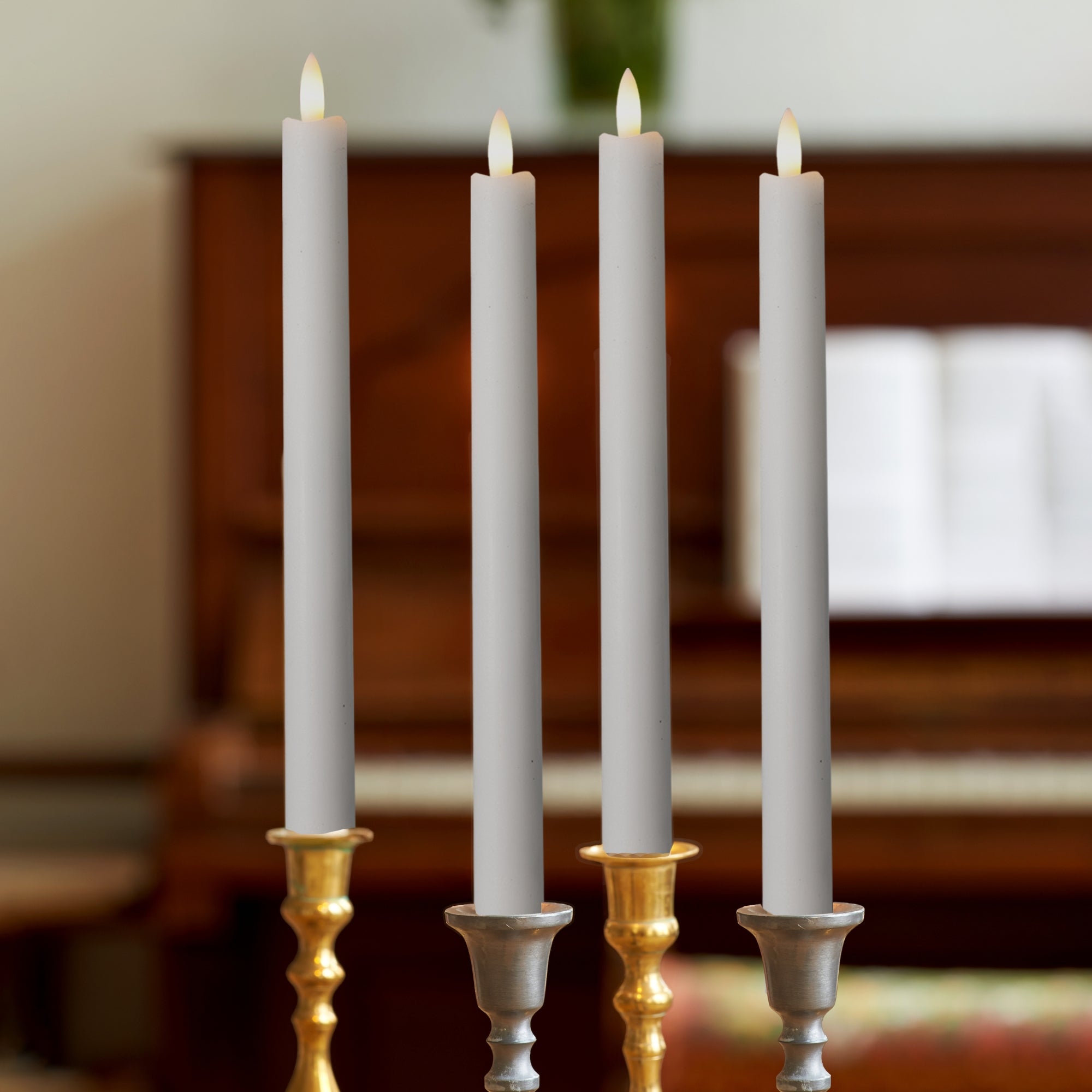 Signature Gray Fog Flameless Taper Candles