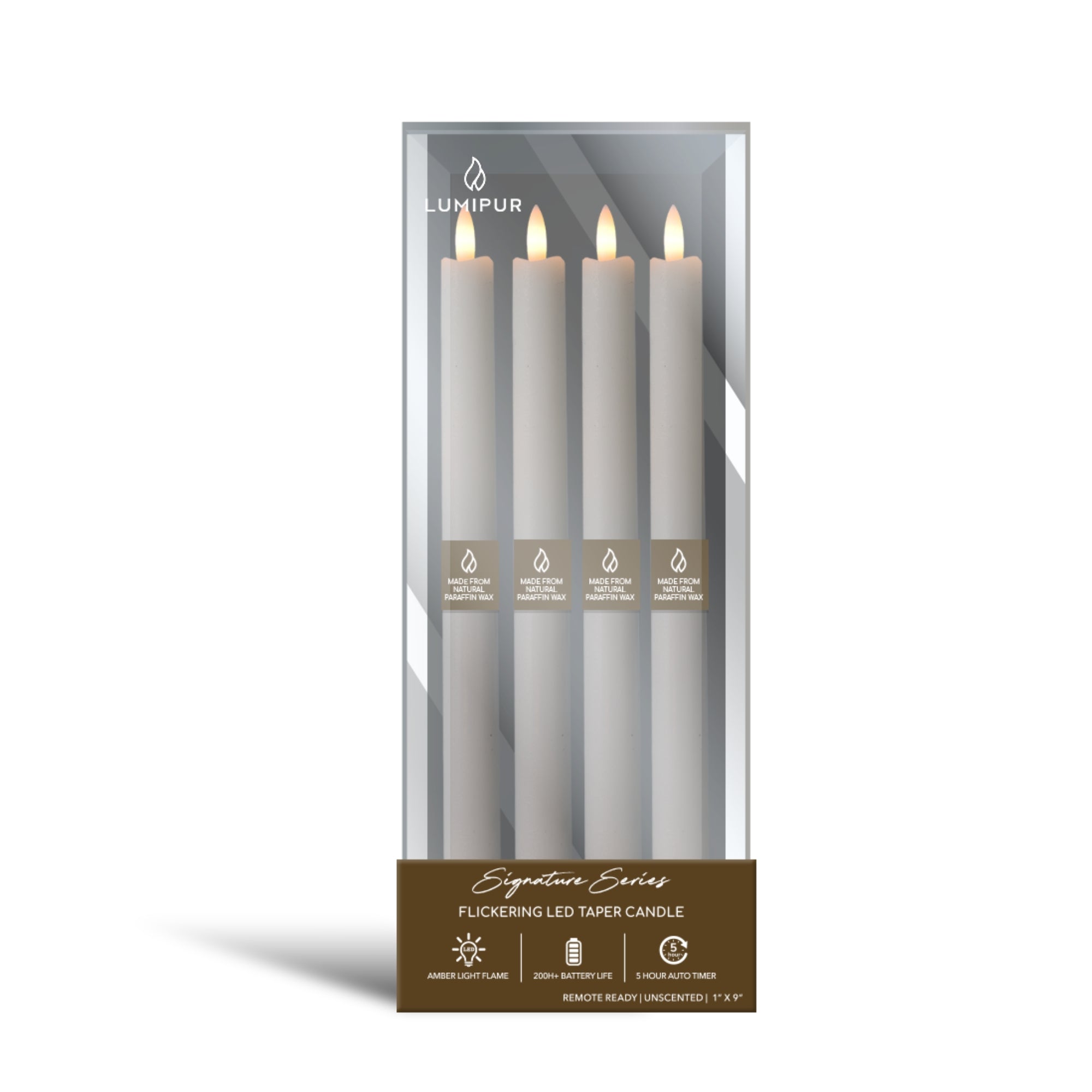 Signature Gray Fog Flameless Taper Candles