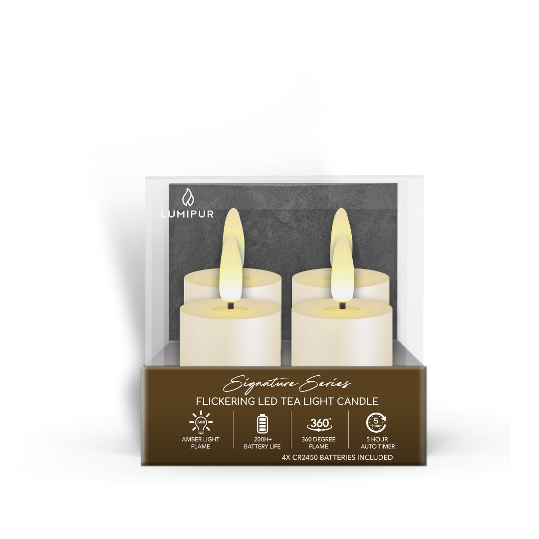 Signature Linen White Flameless Tea Light Candles