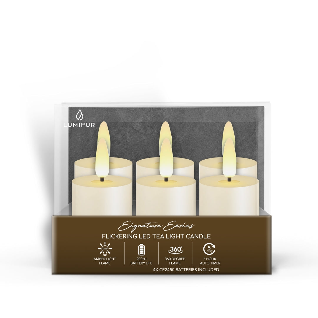 Signature Linen White Flameless Tea Light Candles